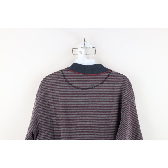 Vintage 90s Columbia Golf Mens Medium Faded Spell Out Striped Knit Polo Shirt - Picture 13 of 14